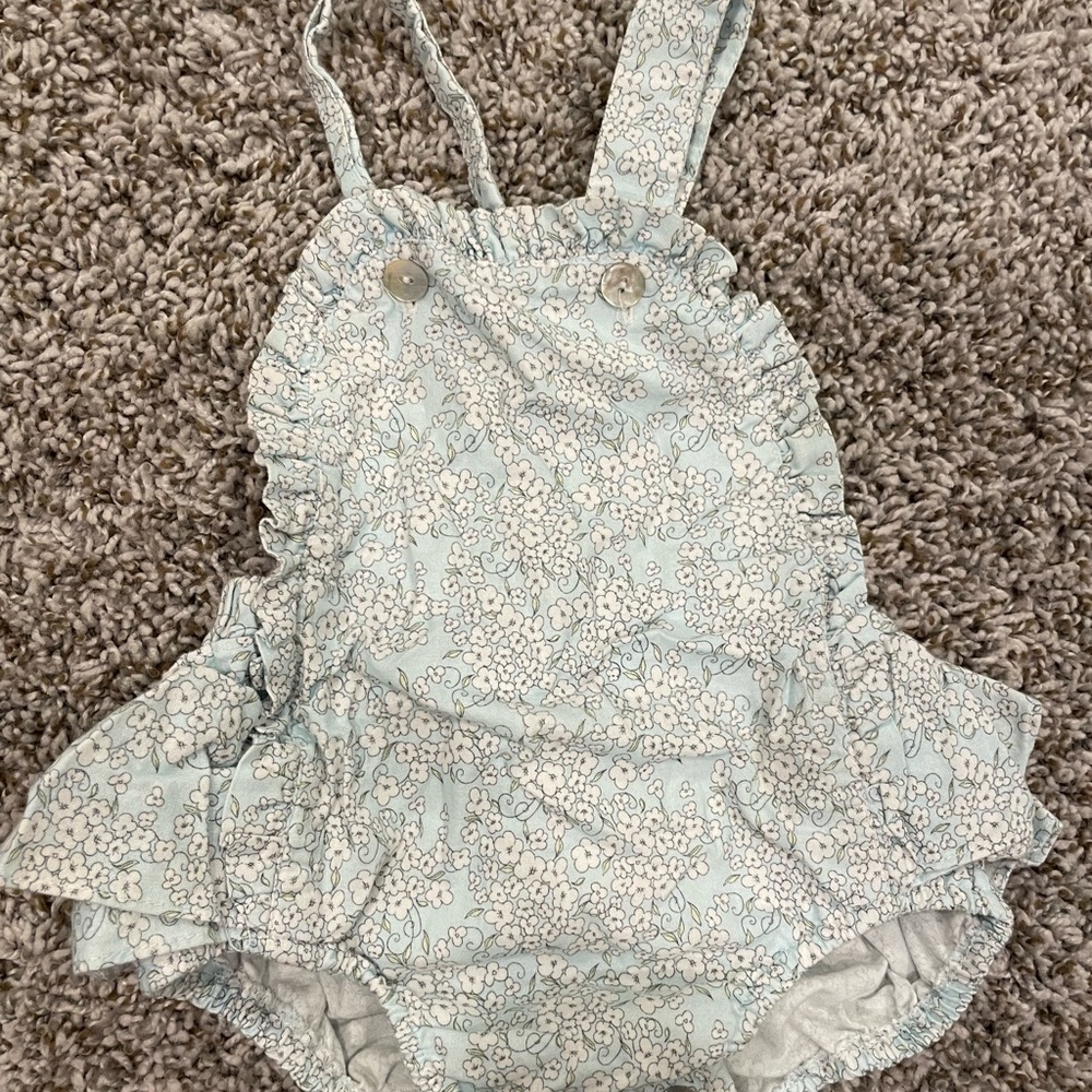 Floral Baby Romper in Light Blue